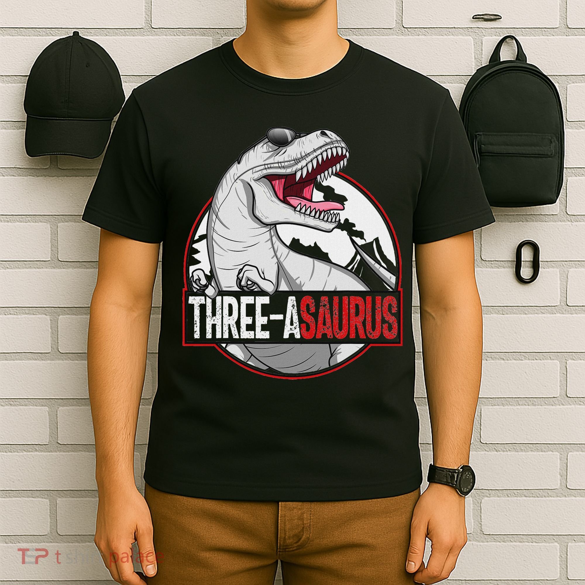 Three Asaurus Matching Family Dinosaur 3rd Birthday T-Shirt