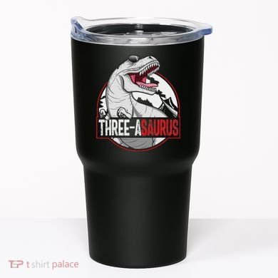 Three Asaurus Matching Family Dinosaur 3rd Birthday Tumbler