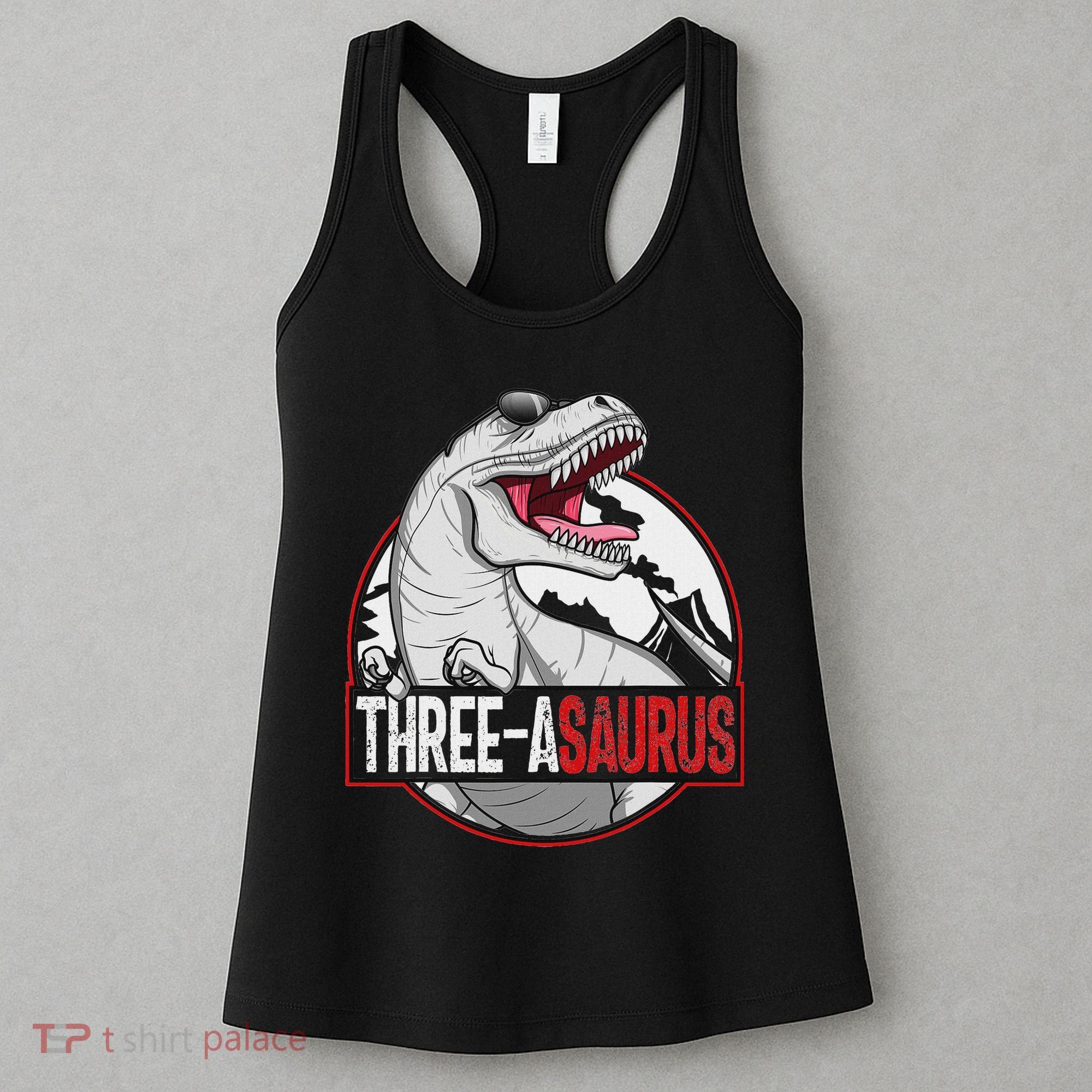 Three Asaurus Matching Family Dinosaur 3rd Birthday Women's Tank Top
