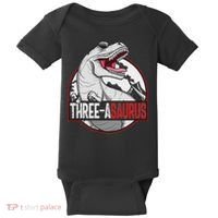 Three Asaurus Matching Family Dinosaur 3rd Birthday Baby Bodysuit thumb 0