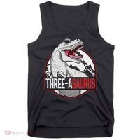 Three Asaurus Matching Family Dinosaur 3rd Birthday Tank Top thumb 0