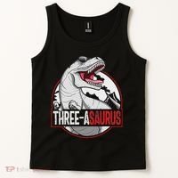 Three Asaurus Matching Family Dinosaur 3rd Birthday Tank Top thumb 2