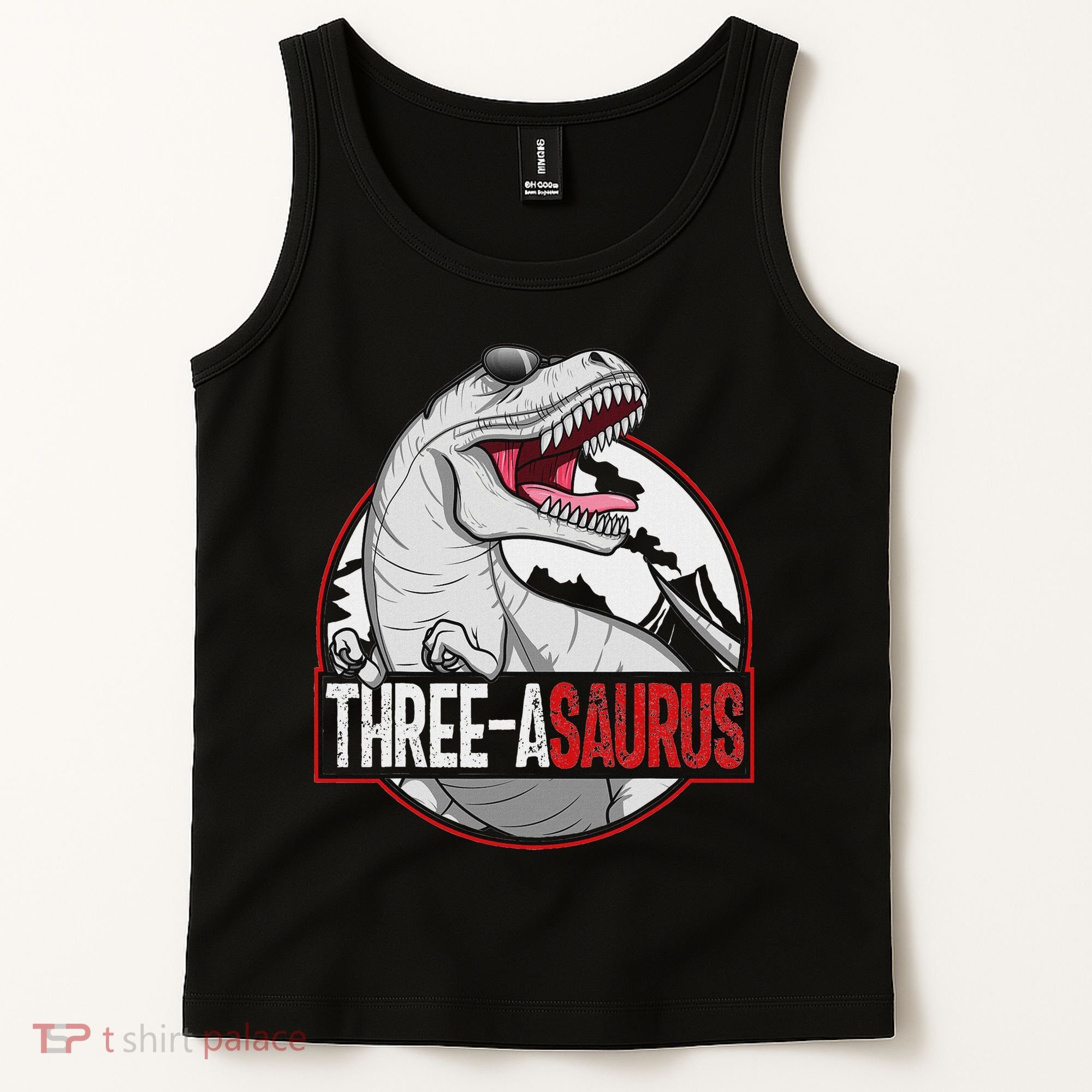 Three Asaurus Matching Family Dinosaur 3rd Birthday Tank Top