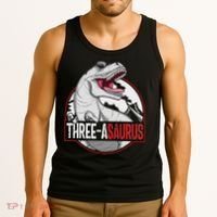 Three Asaurus Matching Family Dinosaur 3rd Birthday Tank Top thumb 3