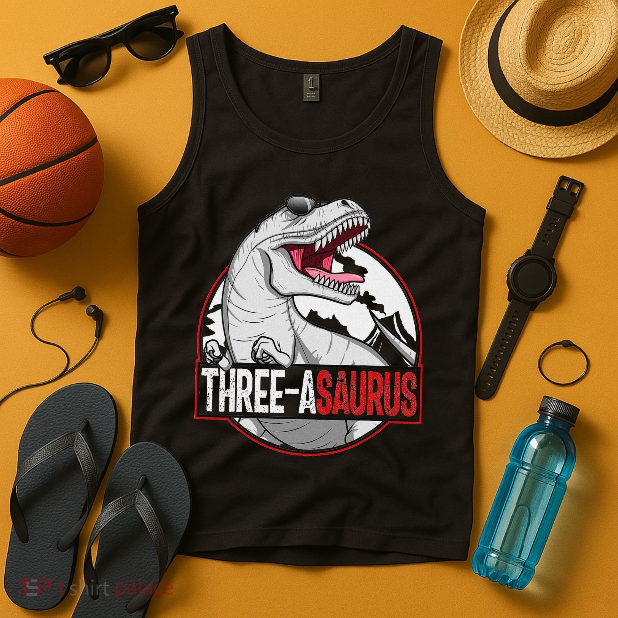 Three Asaurus Matching Family Dinosaur 3rd Birthday Tank Top