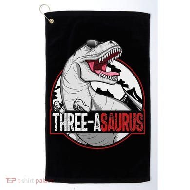 Three Asaurus Matching Family Dinosaur 3rd Birthday Golf Towel