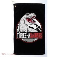 Three Asaurus Matching Family Dinosaur 3rd Birthday Golf Towel thumb 0