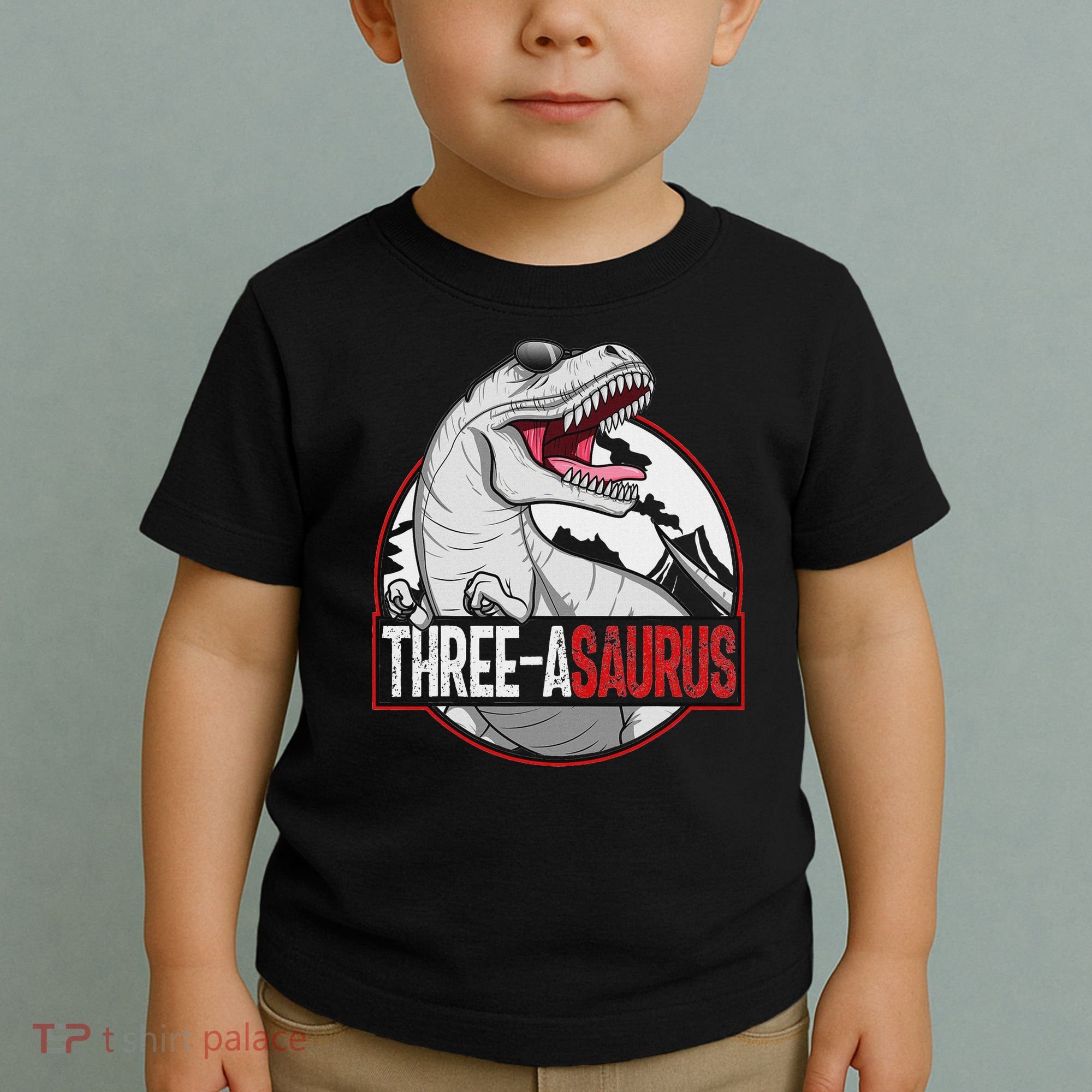Three Asaurus Matching Family Dinosaur 3rd Birthday Toddler T-Shirt