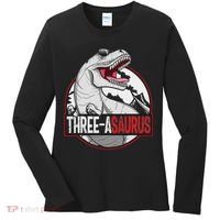 Three Asaurus Matching Family Dinosaur 3rd Birthday Women's Long Sleeve Shirt thumb 0
