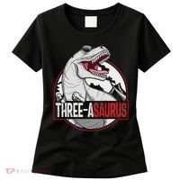 Three Asaurus Matching Family Dinosaur 3rd Birthday Women's T-Shirt thumb 0