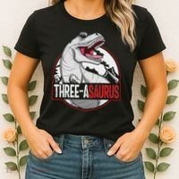 Three Asaurus Matching Family Dinosaur 3rd Birthday Women's T-Shirt thumb 2