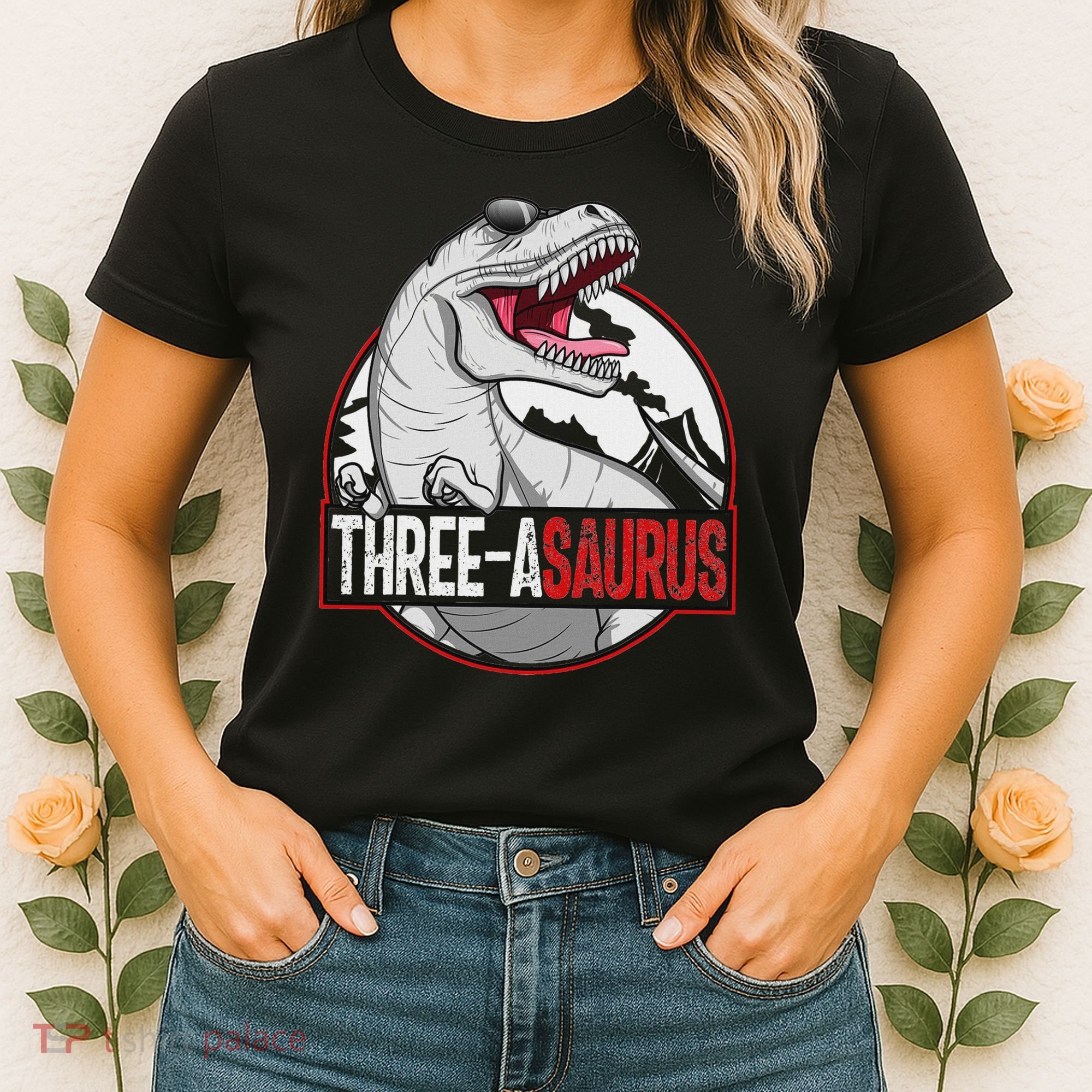 Three Asaurus Matching Family Dinosaur 3rd Birthday Women's T-Shirt