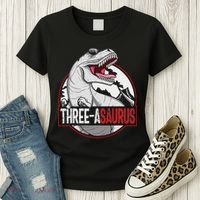 Three Asaurus Matching Family Dinosaur 3rd Birthday Women's T-Shirt thumb 3