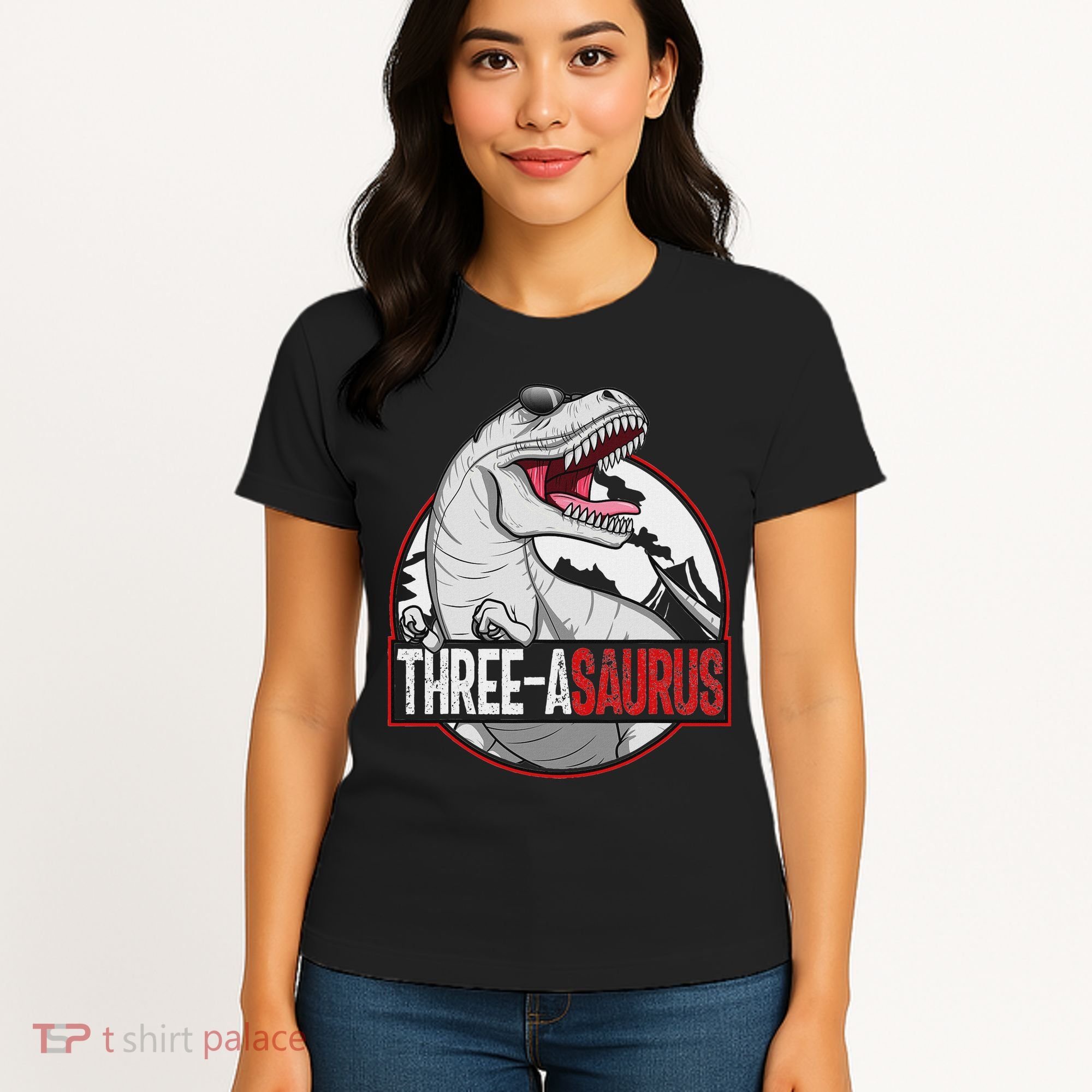 Three Asaurus Matching Family Dinosaur 3rd Birthday Women's T-Shirt
