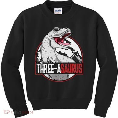 Three Asaurus Matching Family Dinosaur 3rd Birthday Kids Sweatshirt