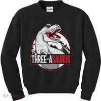 Three Asaurus Matching Family Dinosaur 3rd Birthday Kids Sweatshirt thumb 0