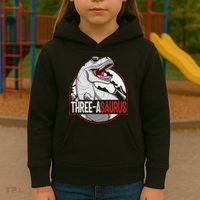 Three Asaurus Matching Family Dinosaur 3rd Birthday Kids Hoodie thumb 3