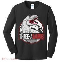 Three Asaurus Matching Family Dinosaur 3rd Birthday Kids Long Sleeve Shirt thumb 0