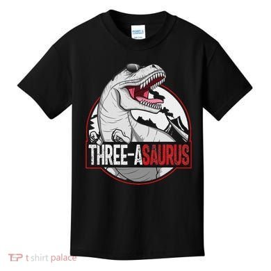 Three Asaurus Matching Family Dinosaur 3rd Birthday Kids T-Shirt