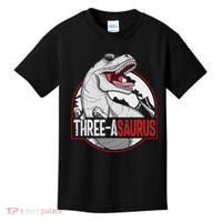 Three Asaurus Matching Family Dinosaur 3rd Birthday Kids T-Shirt thumb 0