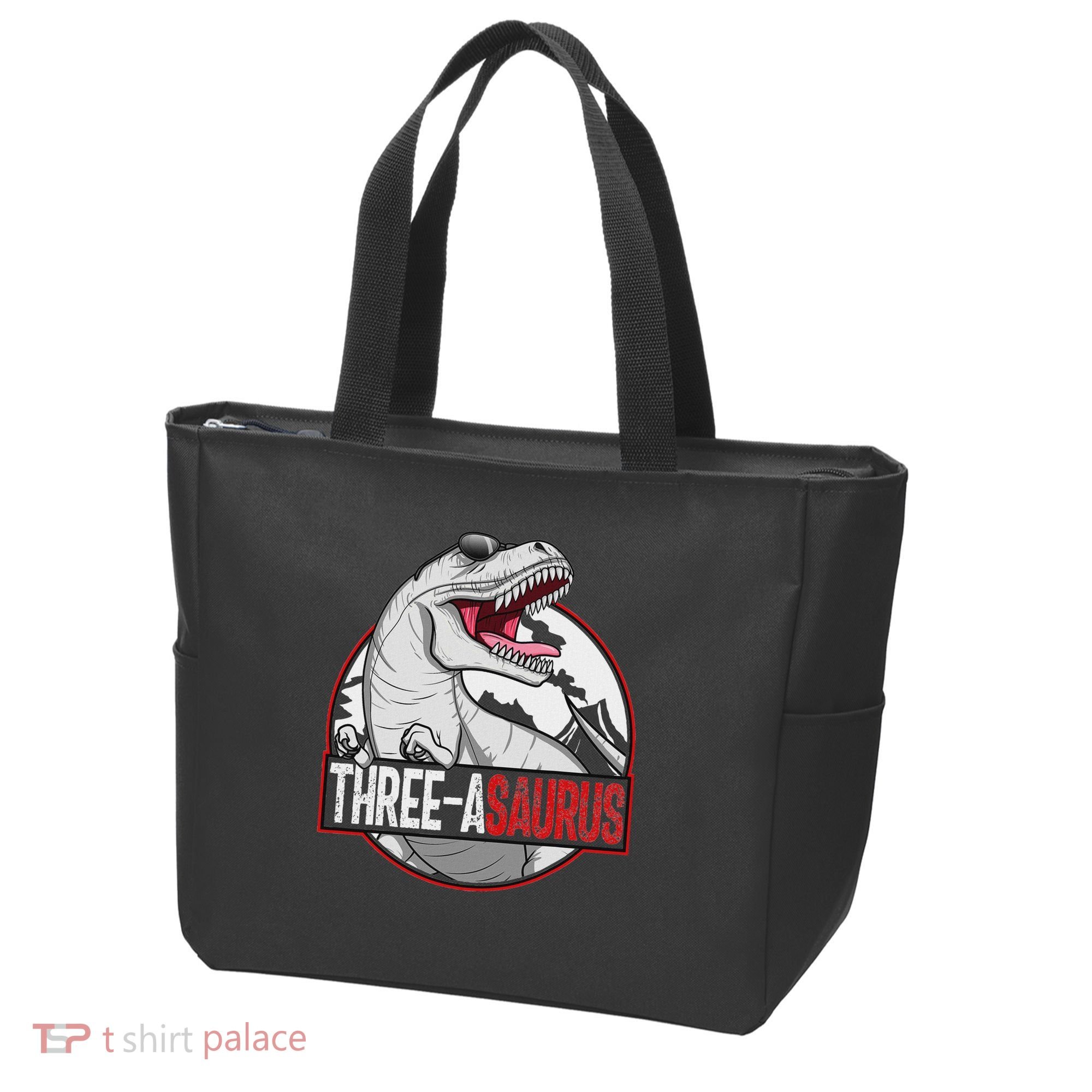 Three Asaurus Matching Family Dinosaur 3rd Birthday Tote Bag