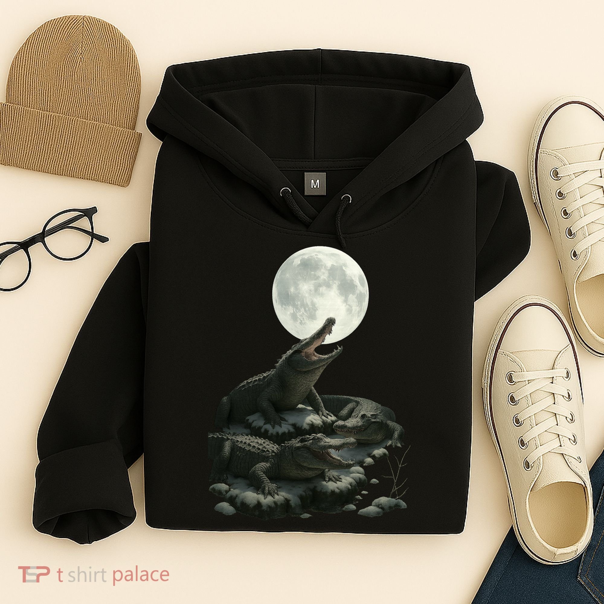 Three Alligator Moon Hoodie