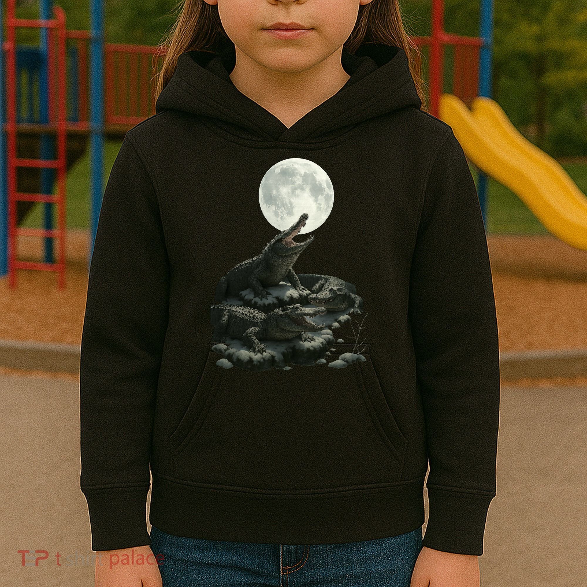 Three Alligator Moon Kids Hoodie