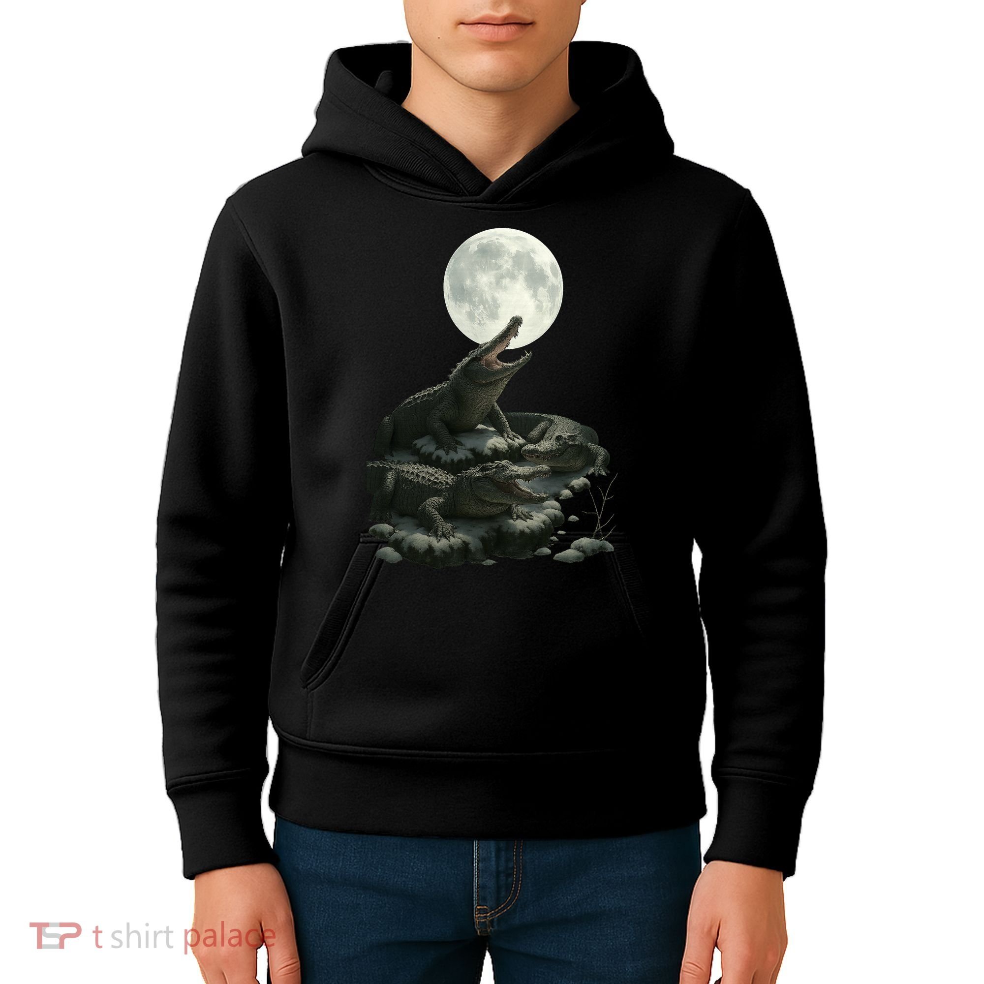 Three Alligator Moon Kids Hoodie