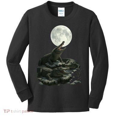 Three Alligator Moon Kids Long Sleeve Shirt