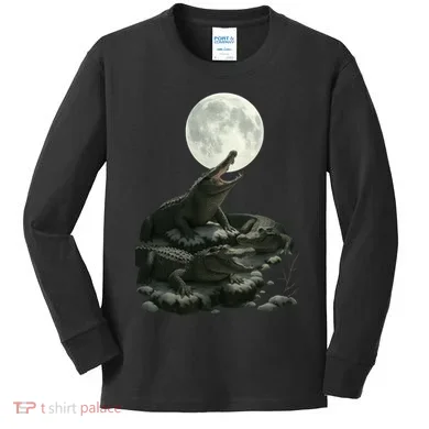 Three Alligator Moon Kids Long Sleeve Shirt