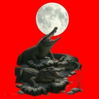 Three Alligator Moon Santa Hat thumb 1