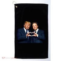 Trump And Musk One Heart Team Funny Golf Towel thumb 0