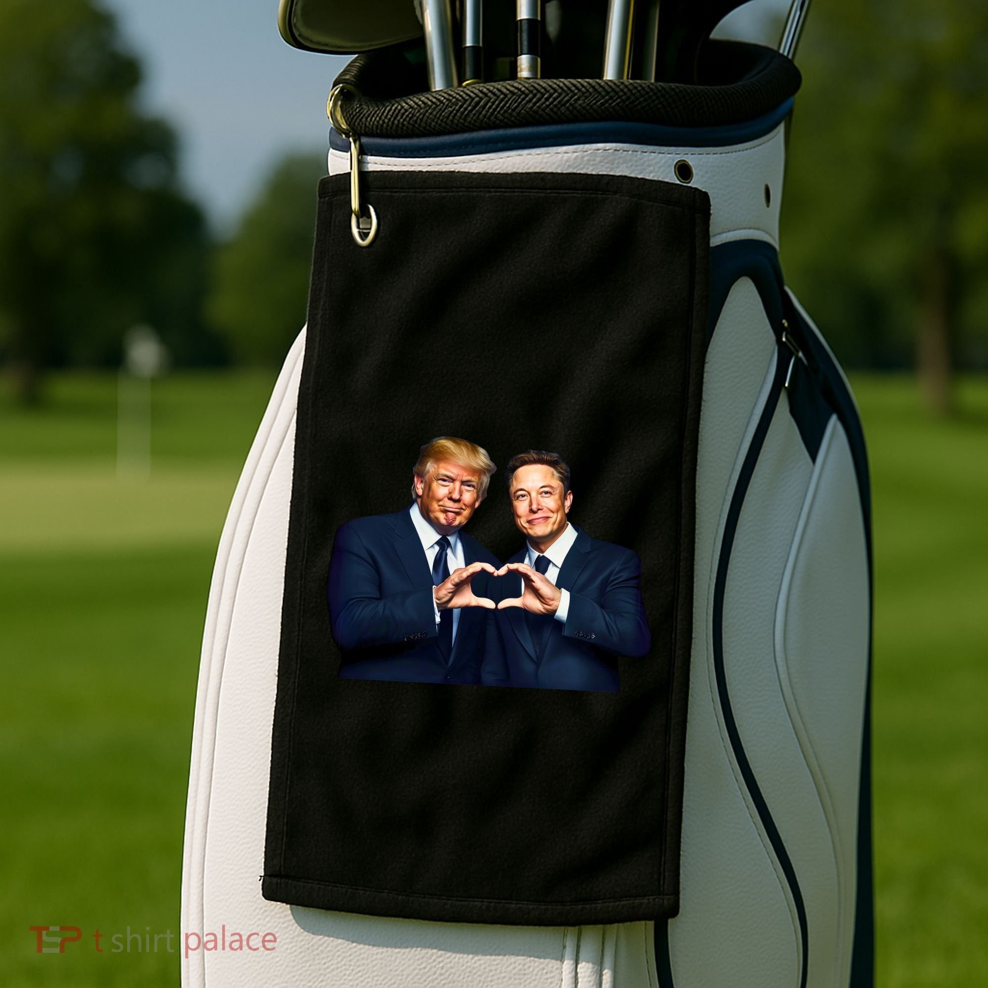 Trump And Musk One Heart Team Funny Golf Towel