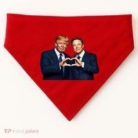 Trump And Musk One Heart Team Funny USA-Made Doggie Bandana thumb 0