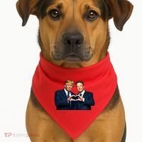 Trump And Musk One Heart Team Funny USA-Made Doggie Bandana thumb 1