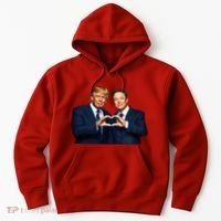 Trump And Musk One Heart Team Funny Hoodie thumb 0