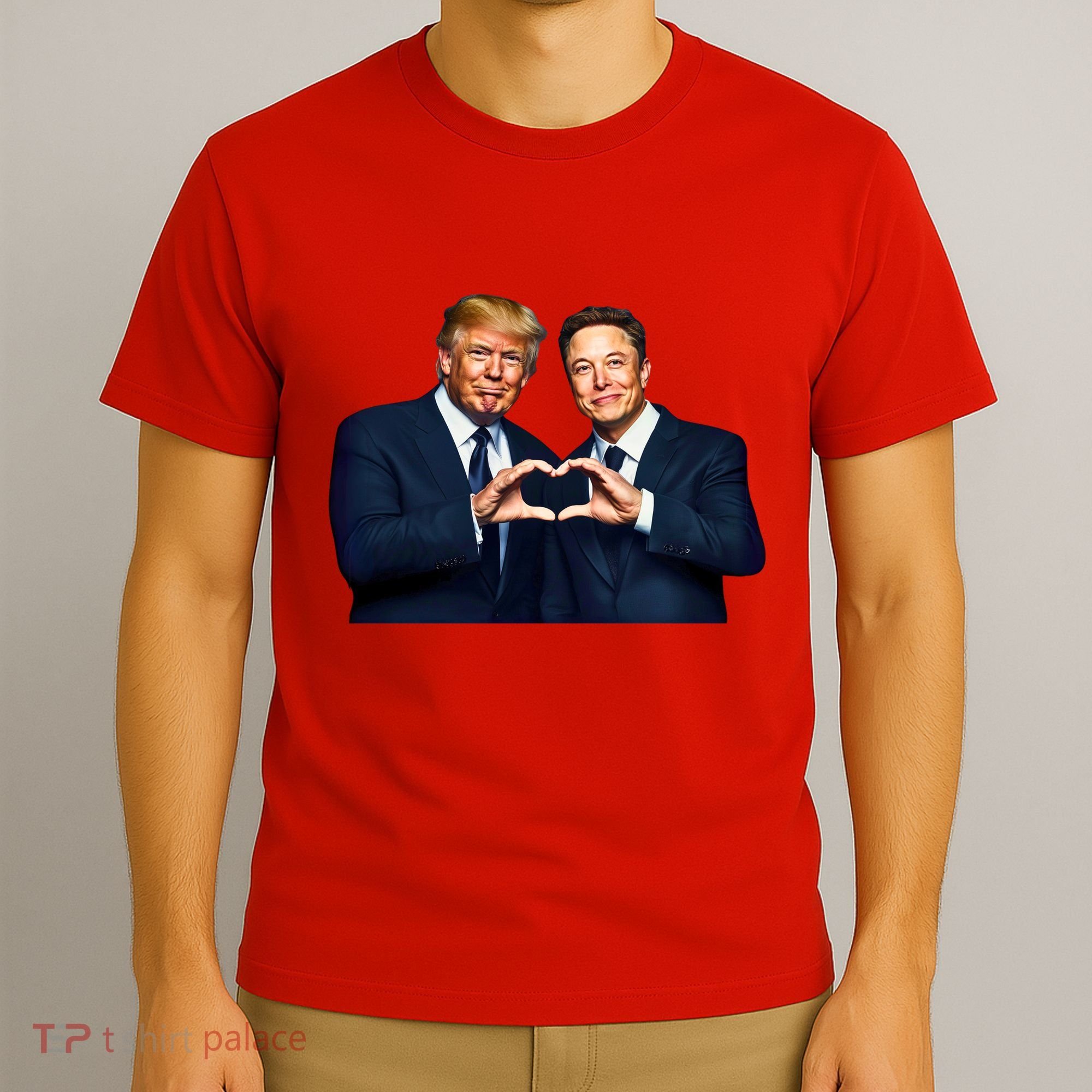 Trump And Musk One Heart Team Funny T-Shirt