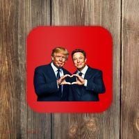 Trump And Musk One Heart Team Funny Coaster thumb 0