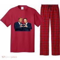 Trump And Musk One Heart Team Funny Pajama Set thumb 0