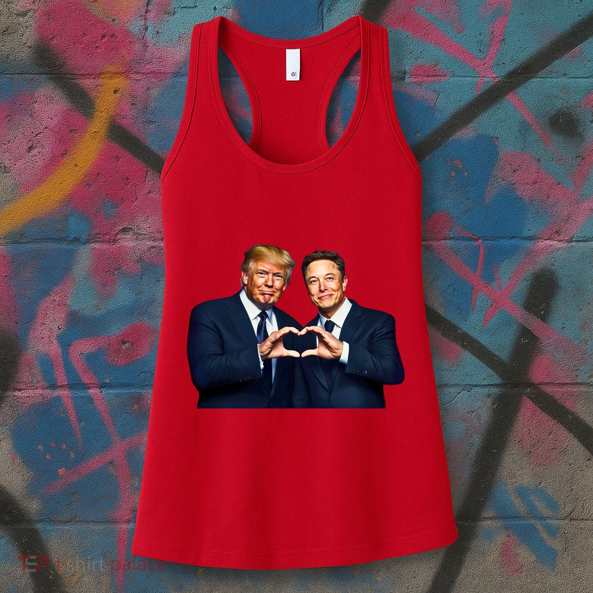 Trump And Musk One Heart Team Funny Women's Tank Top