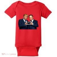 Trump And Musk One Heart Team Funny Baby Bodysuit thumb 0