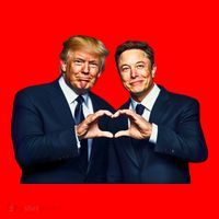 Trump And Musk One Heart Team Funny Baby Bodysuit thumb 2