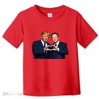 Trump And Musk One Heart Team Funny Toddler T-Shirt thumb 0