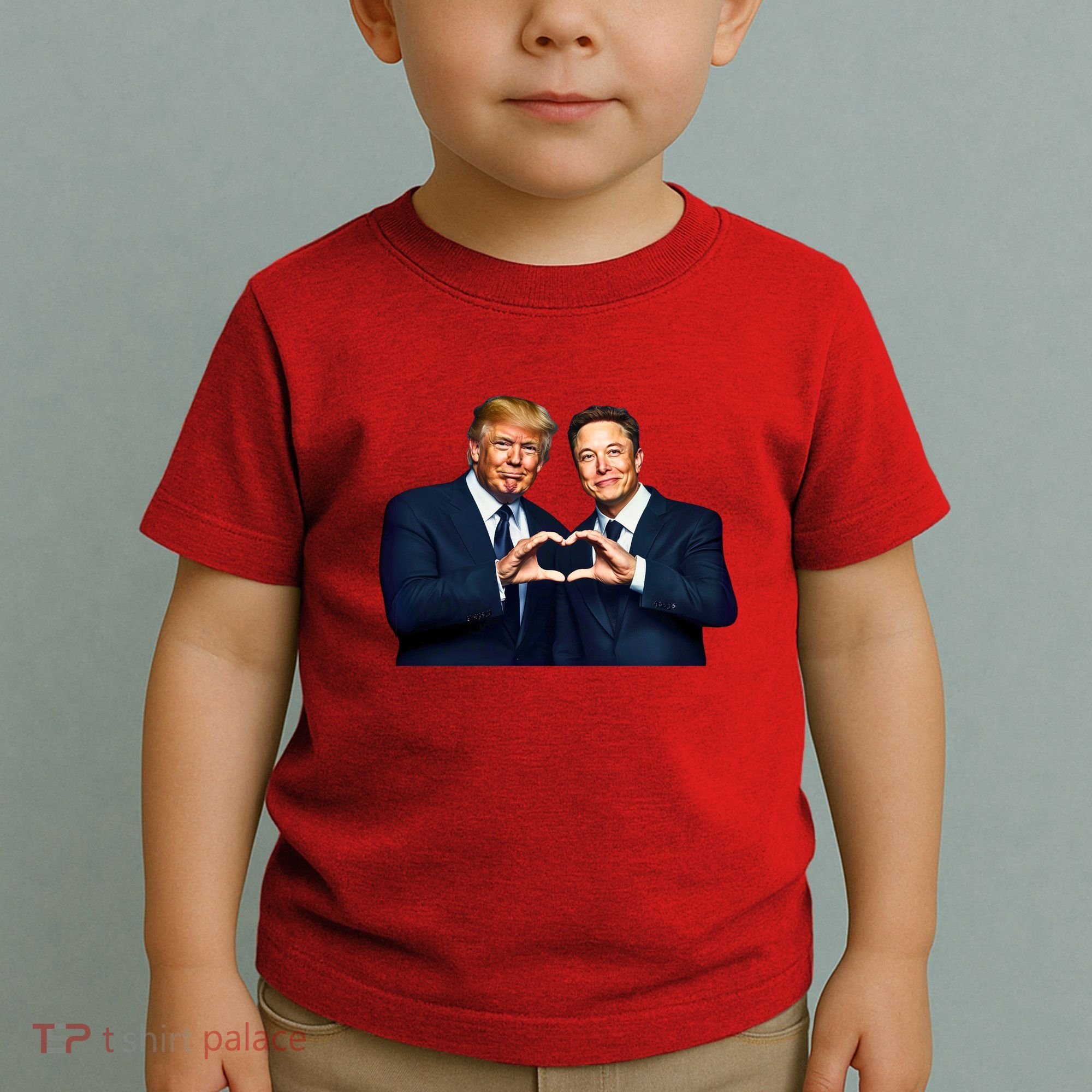 Trump And Musk One Heart Team Funny Toddler T-Shirt