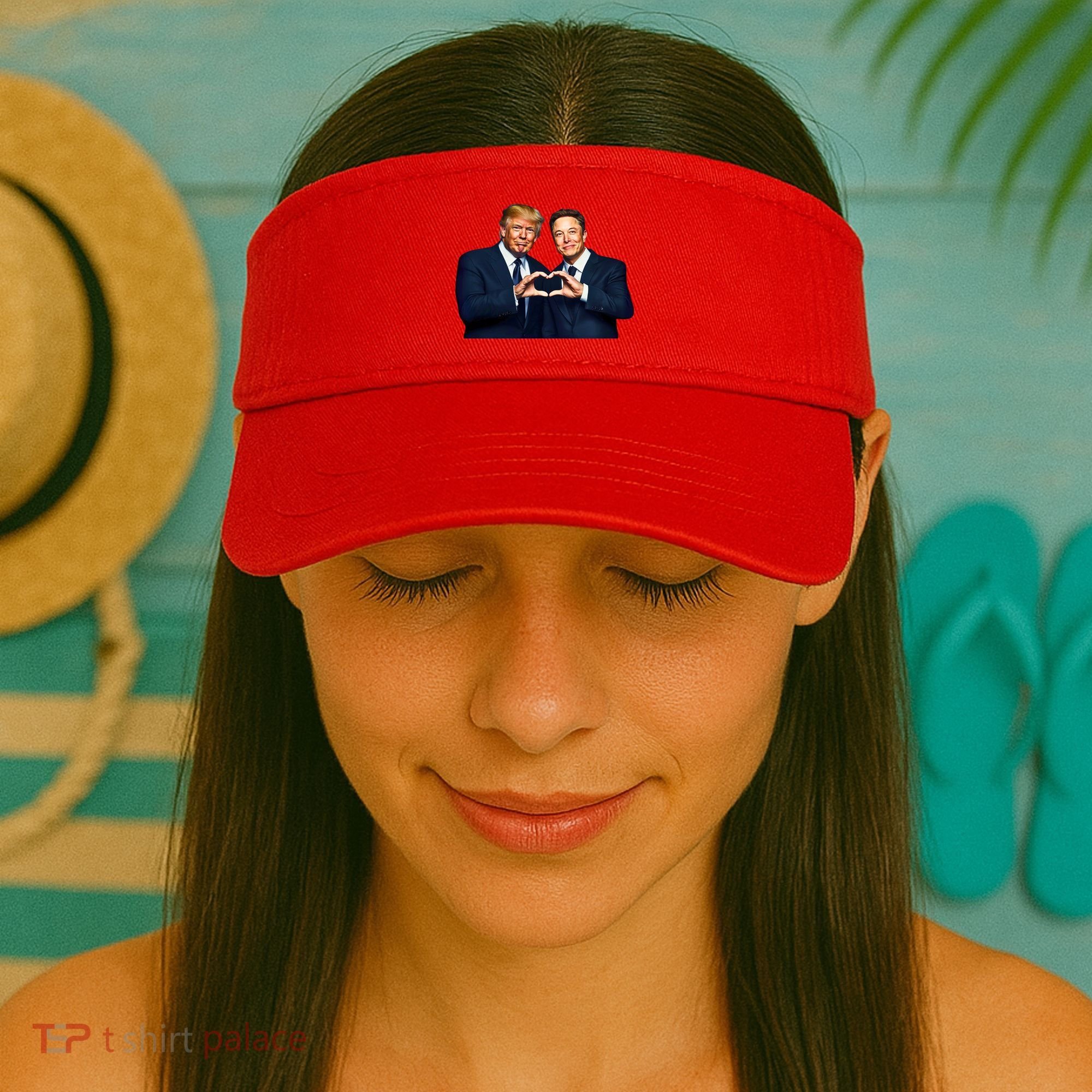 Trump And Musk One Heart Team Funny Visor