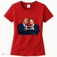Trump And Musk One Heart Team Funny Women's T-Shirt thumb 0