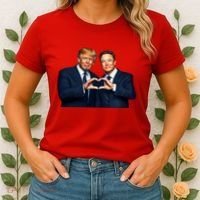 Trump And Musk One Heart Team Funny Women's T-Shirt thumb 2
