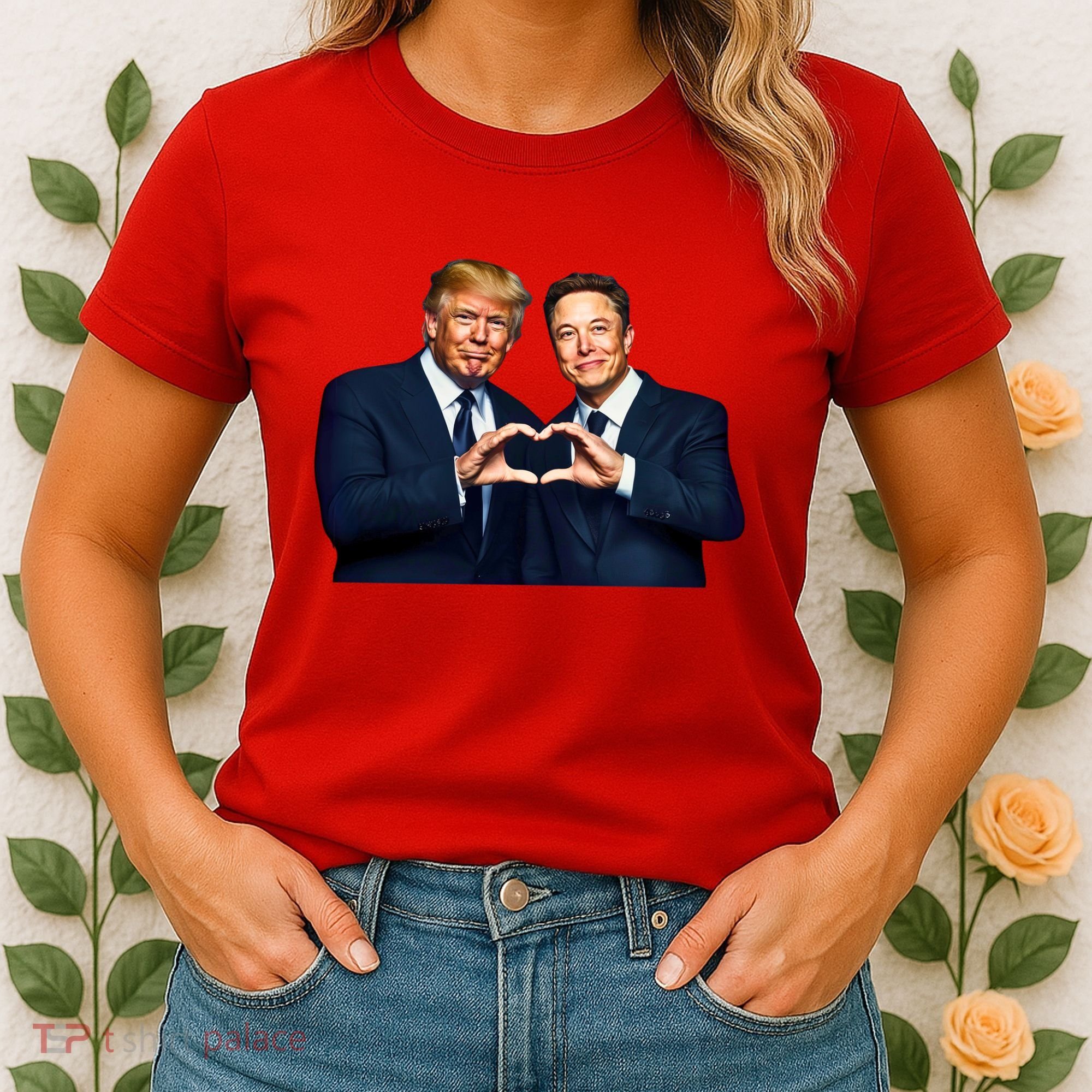 Trump And Musk One Heart Team Funny Women's T-Shirt