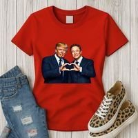 Trump And Musk One Heart Team Funny Women's T-Shirt thumb 3