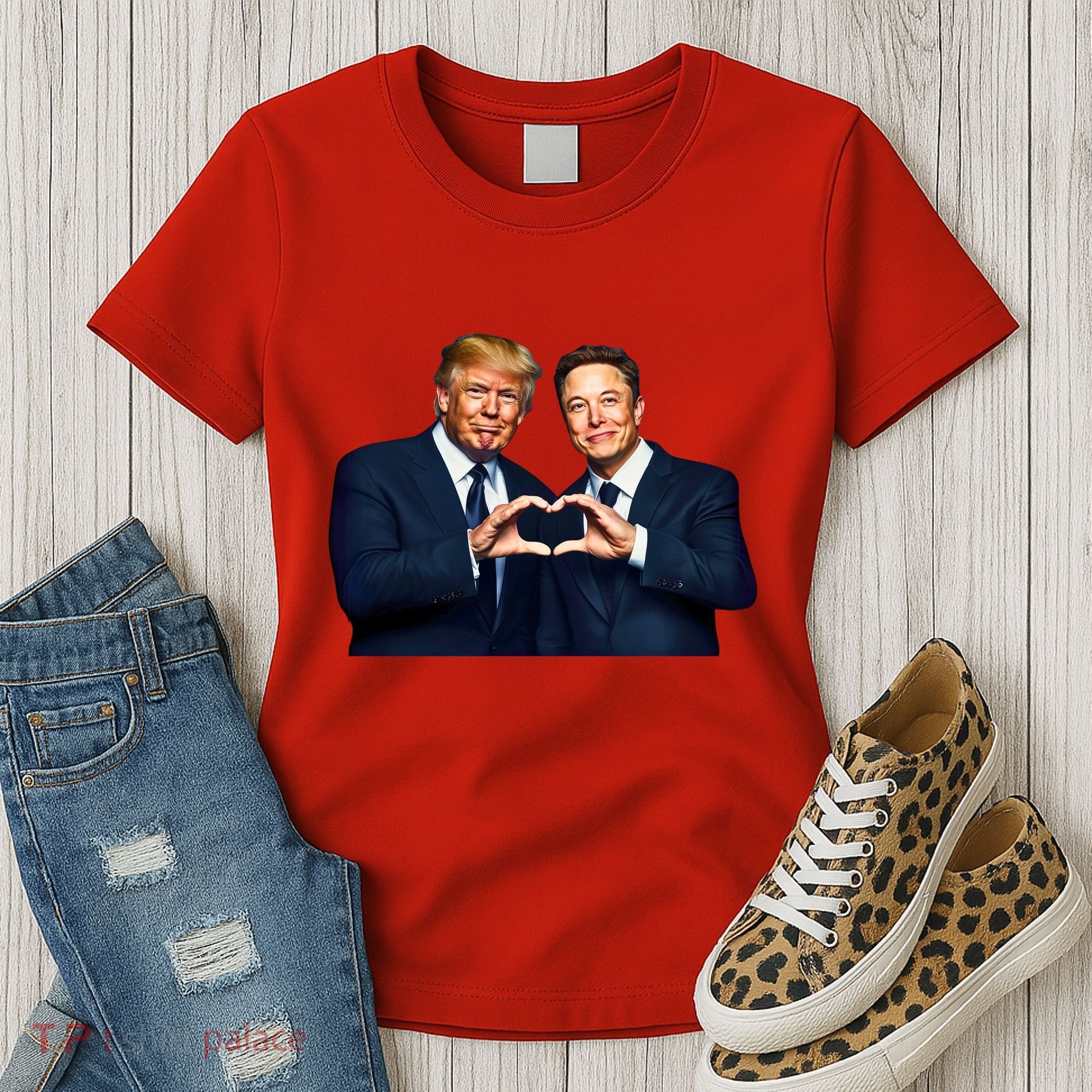 Trump And Musk One Heart Team Funny Women's T-Shirt